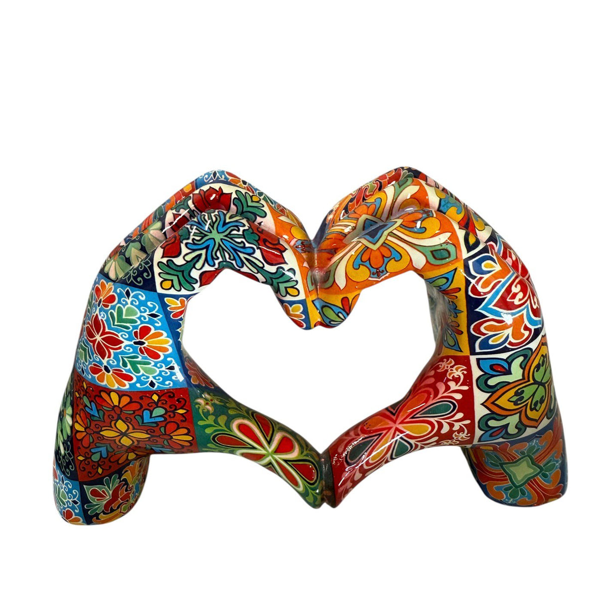 Polyresin hand hart kleurrijk