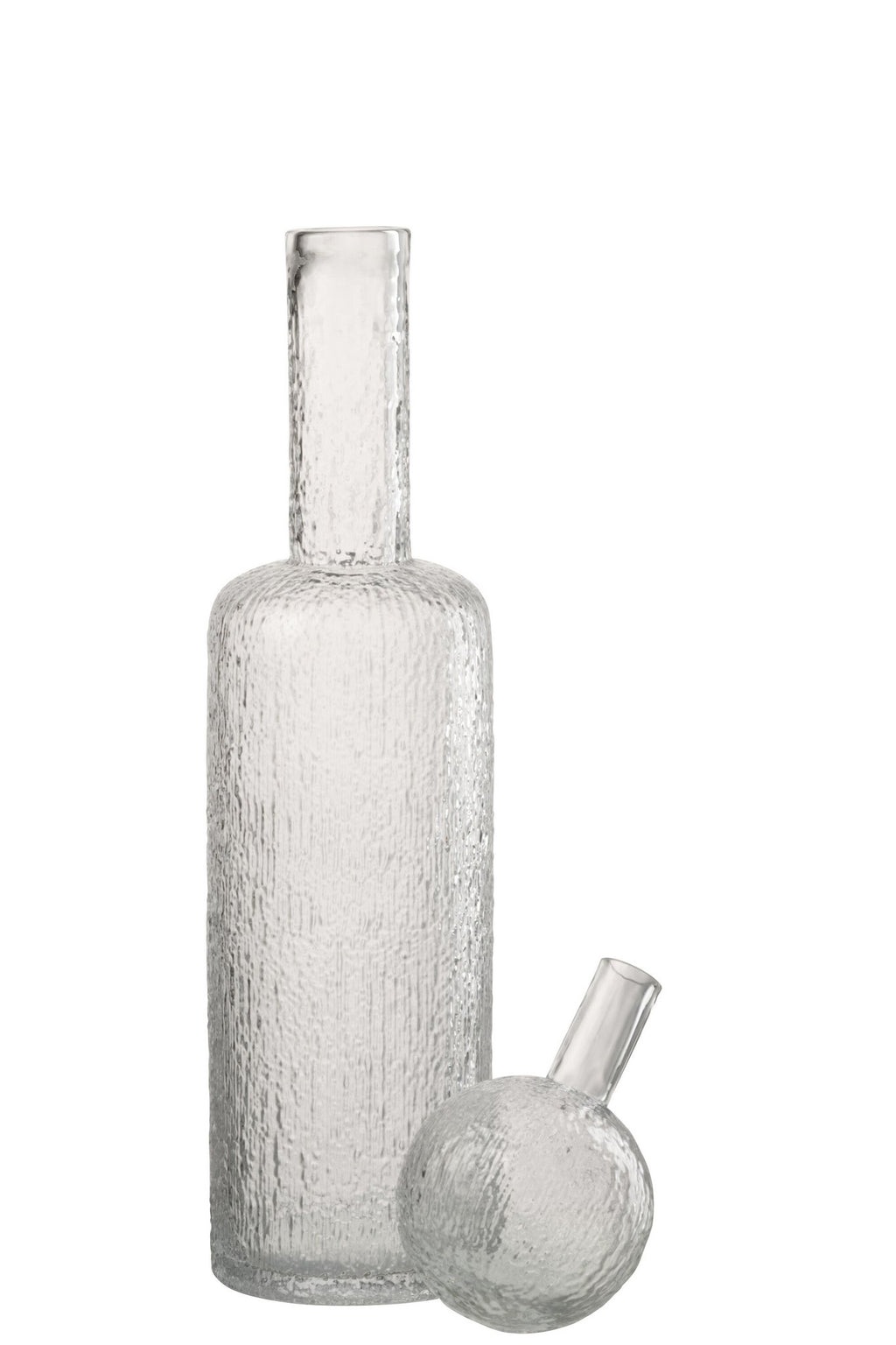 J-Line decoratie Fles Reliëf - glas - transparant - L