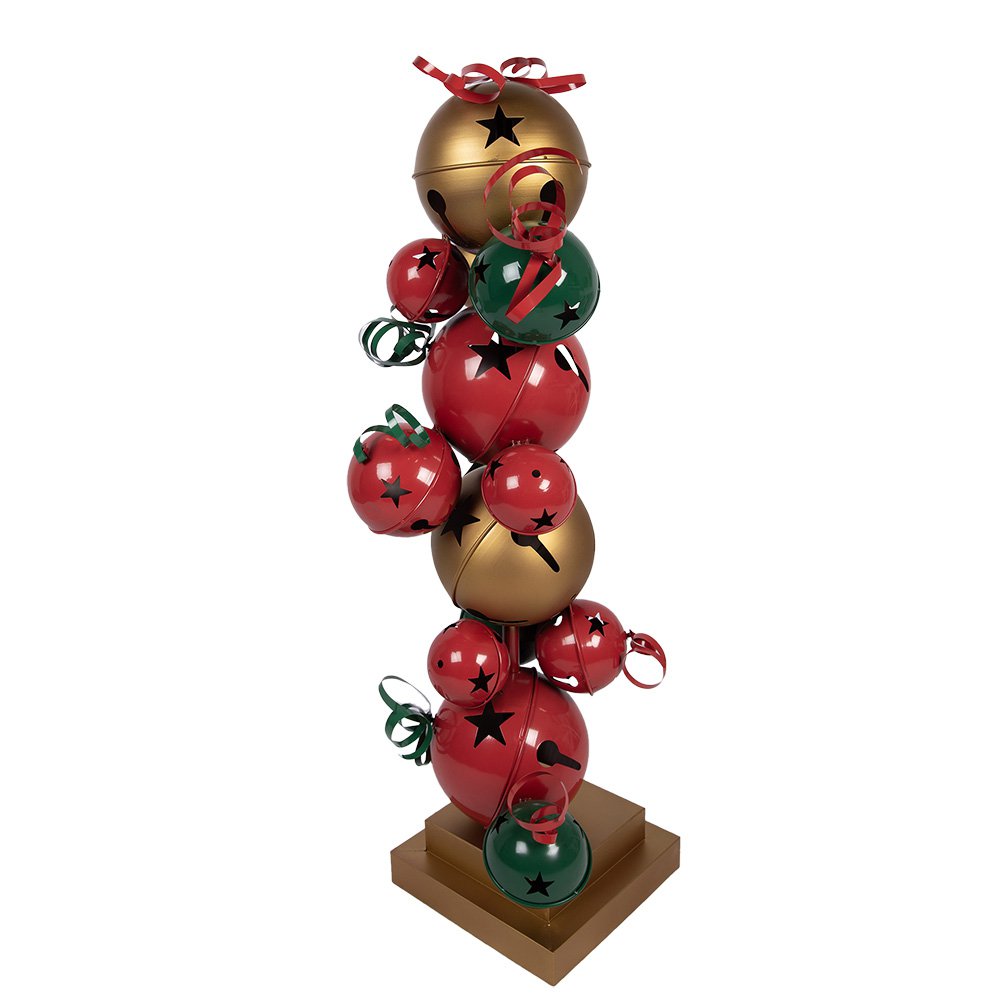 Kerstdecoratie Beeld 35x35x120 cm Rood Groen Metaal