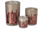 J-Line Windlicht - glas - kerstrood/grijs - L