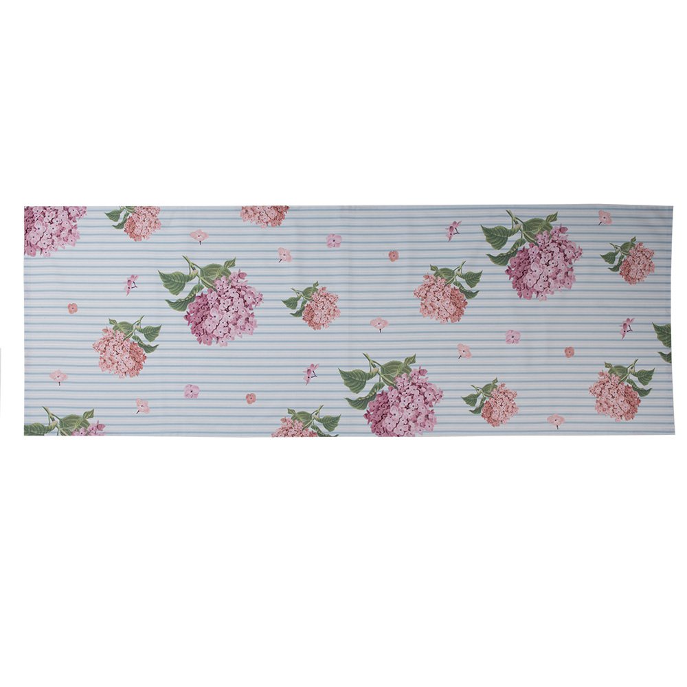 Tafelloper 50x140 cm Blauw Roze Katoen Hortensia