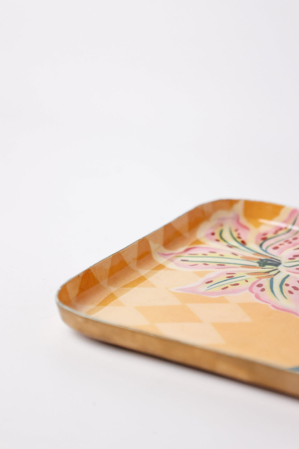 Serveerbord | IJzeren vierkant bloemen | Geel