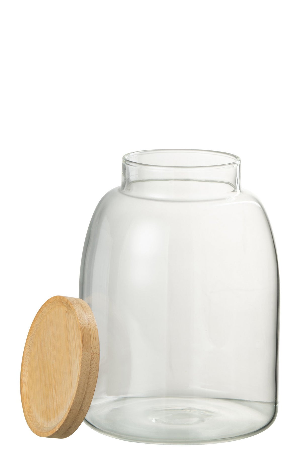 J-Line voorraadpot Tom - glas/bamboe - transparant/naturel - medium