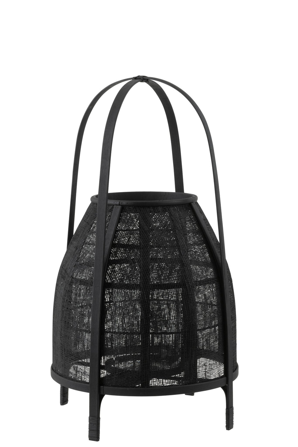 J-Line lantaarn Kap - bamboe - zwart - medium