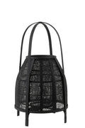 J-Line lantaarn Kap - bamboe - zwart - medium