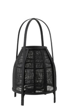 J-Line lantaarn Kap - bamboe - zwart - medium