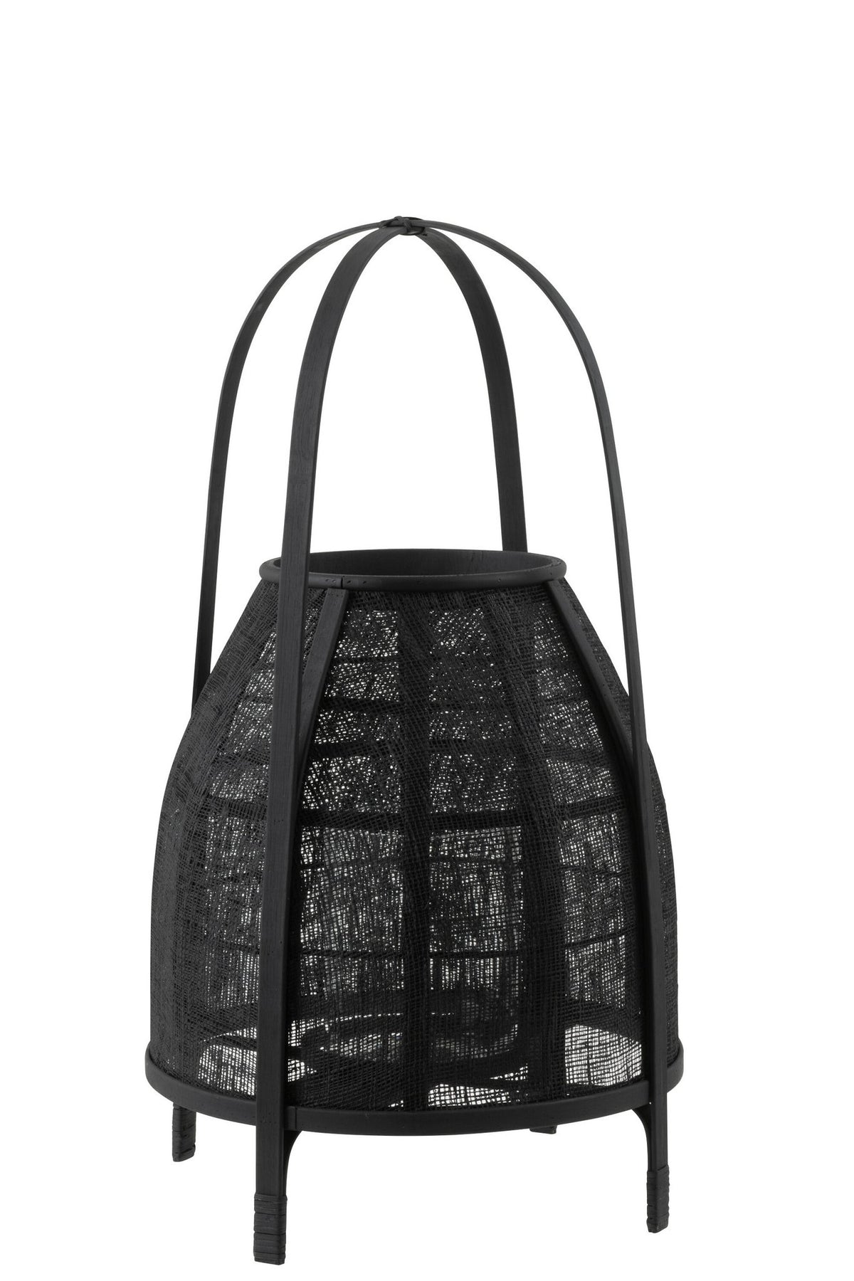 J-Line lantaarn Kap - bamboe - zwart - medium