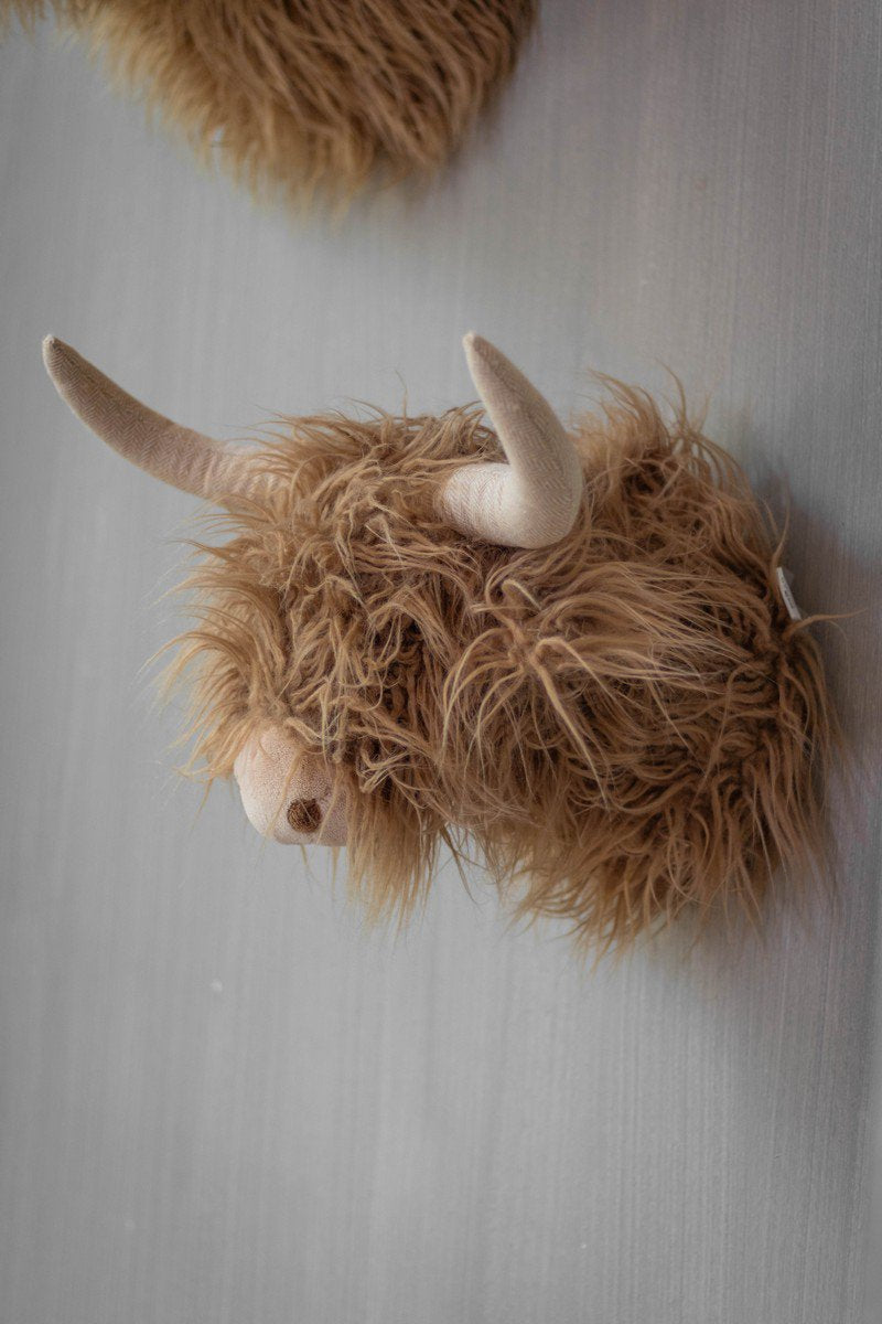 Knuffel schotse hooglander wandkop bruin 25cm