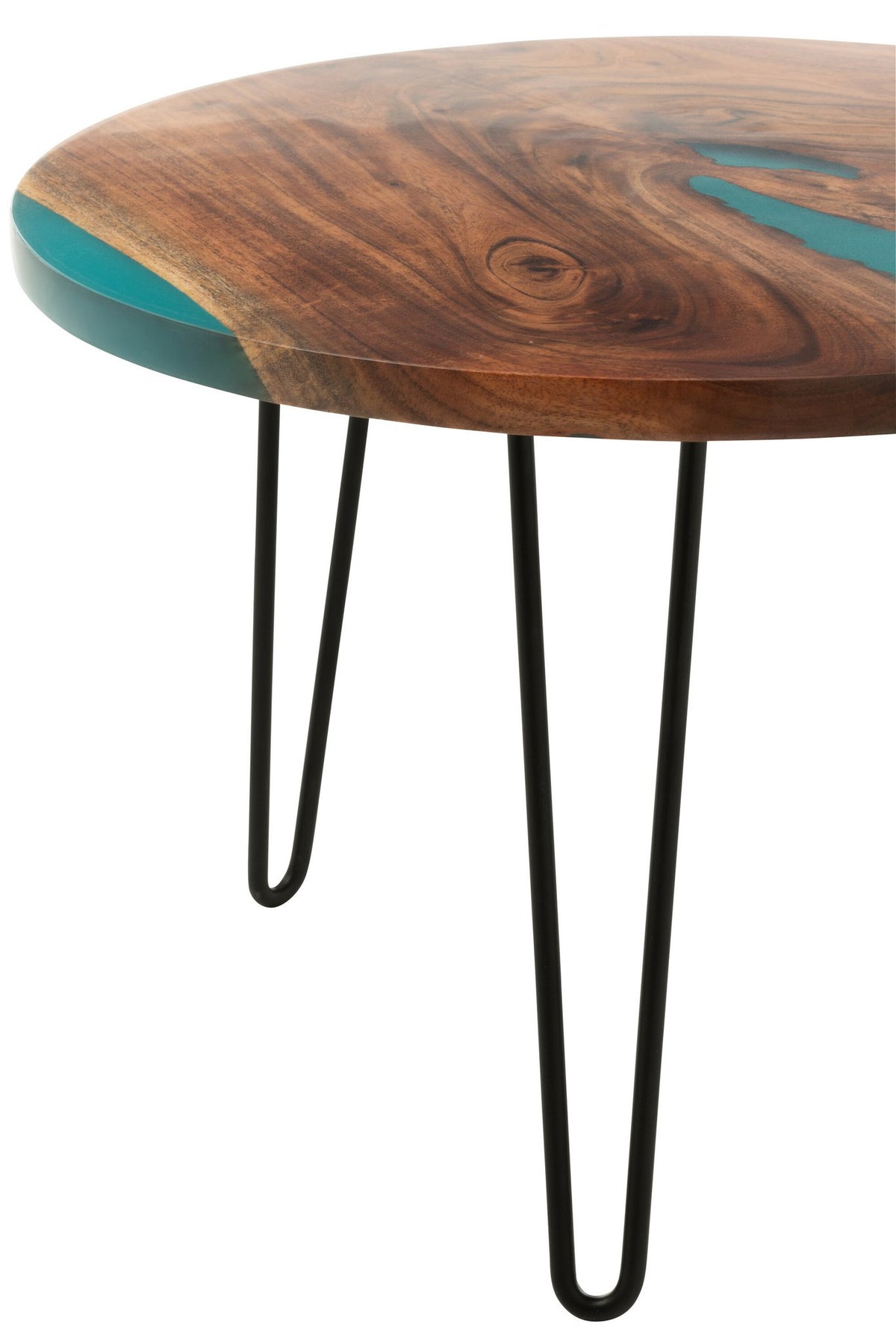 J-Line bijzettafel Rond - hout - naturel/blauw