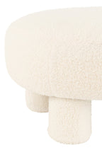 J-Line kruk Rond Teddy voeten Bouclé - textiel - wit