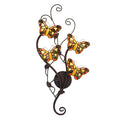 Wandlamp Tiffany 32x68 cm Geel Bruin Metaal Vlinder Muurlamp