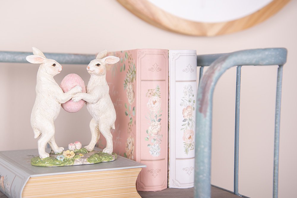 Decoratie Beeld Konijnen 11x5x13 cm Beige Kunststof
