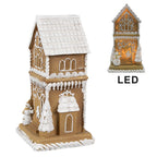 Gingerbread house met LED 15 cm Bruin Polyresin Peperkoekhuisje