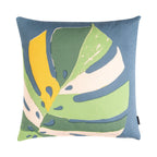 Monstera kussen blauw 45x45cm