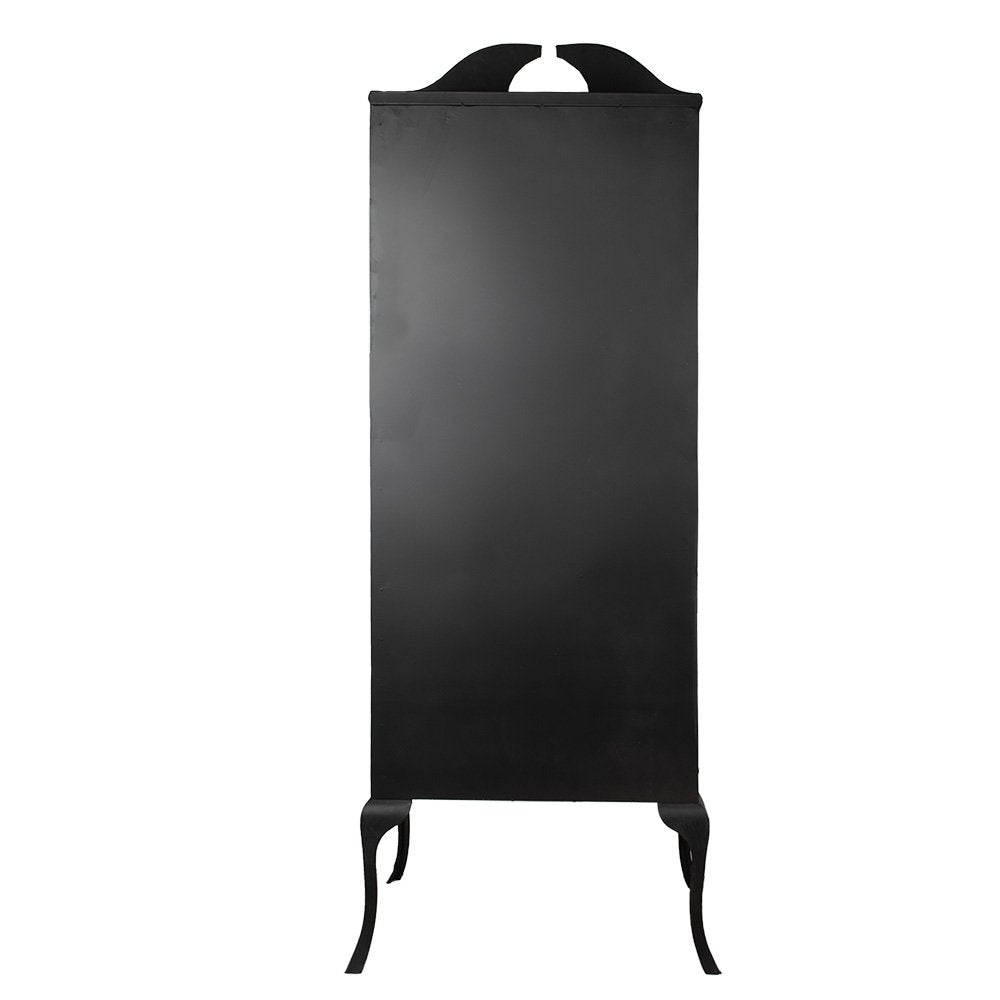 Vitrinekast Zwart, Metaal en Glas 68x43x181 cm