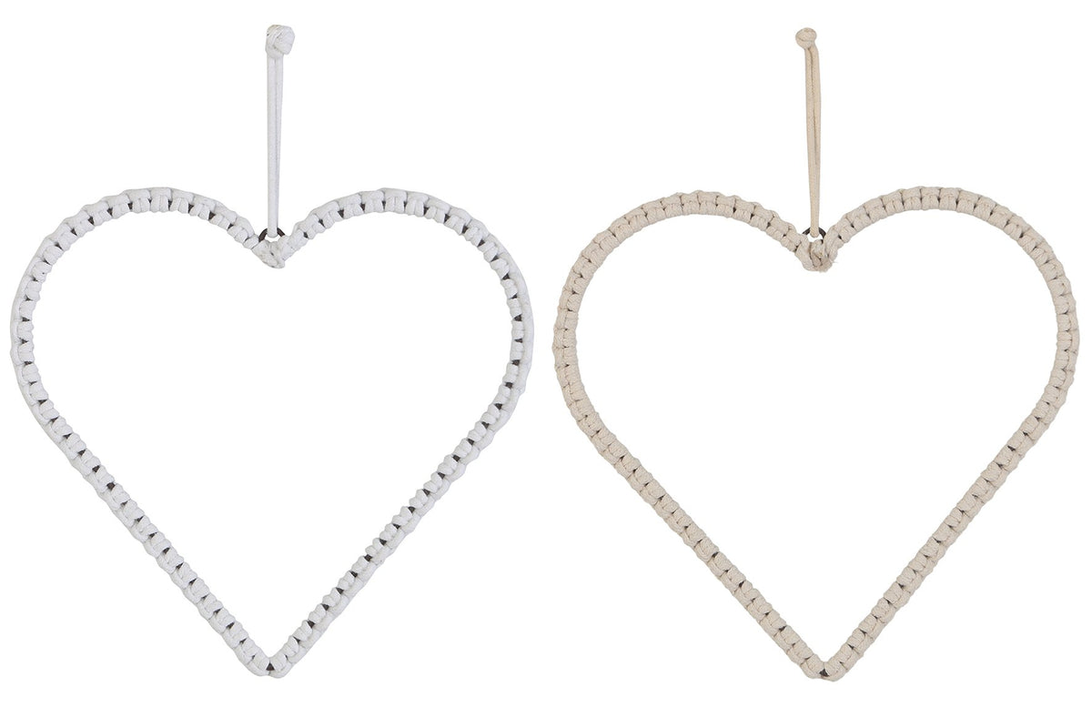 Metalenhanger hart 29x29x1cm creme
