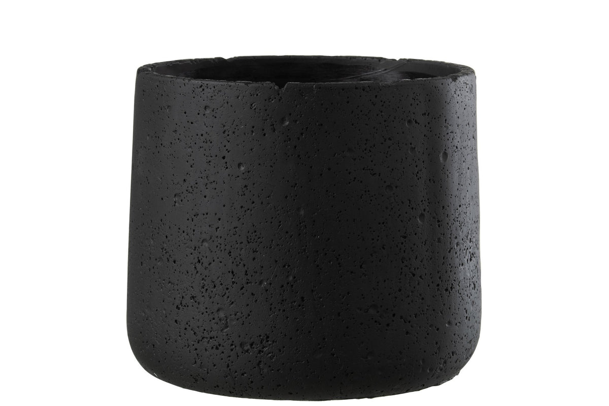 J-Line bloempot Potine - cement - zwart - large - Ø 19.00 cm