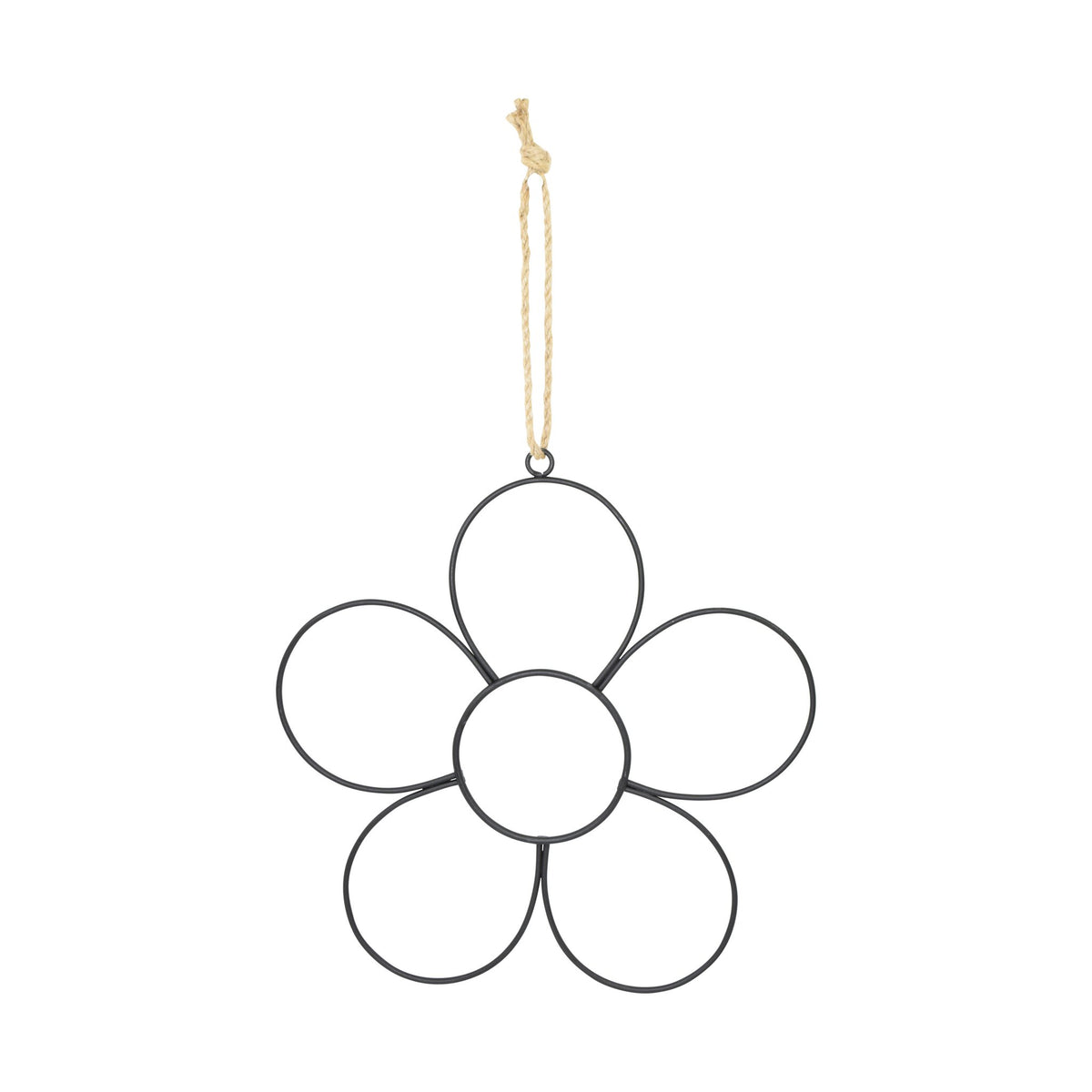 Metalenhanger silhouet bloem 25x25cm zwart