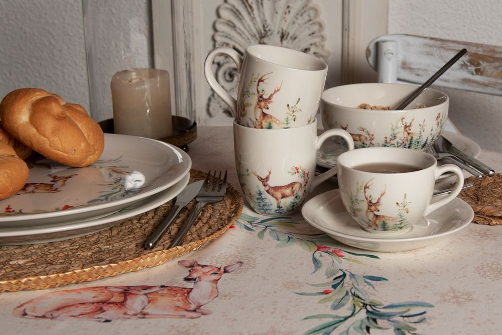 Kop en Schotel 200 ml Wit Keramiek Hert Servies
