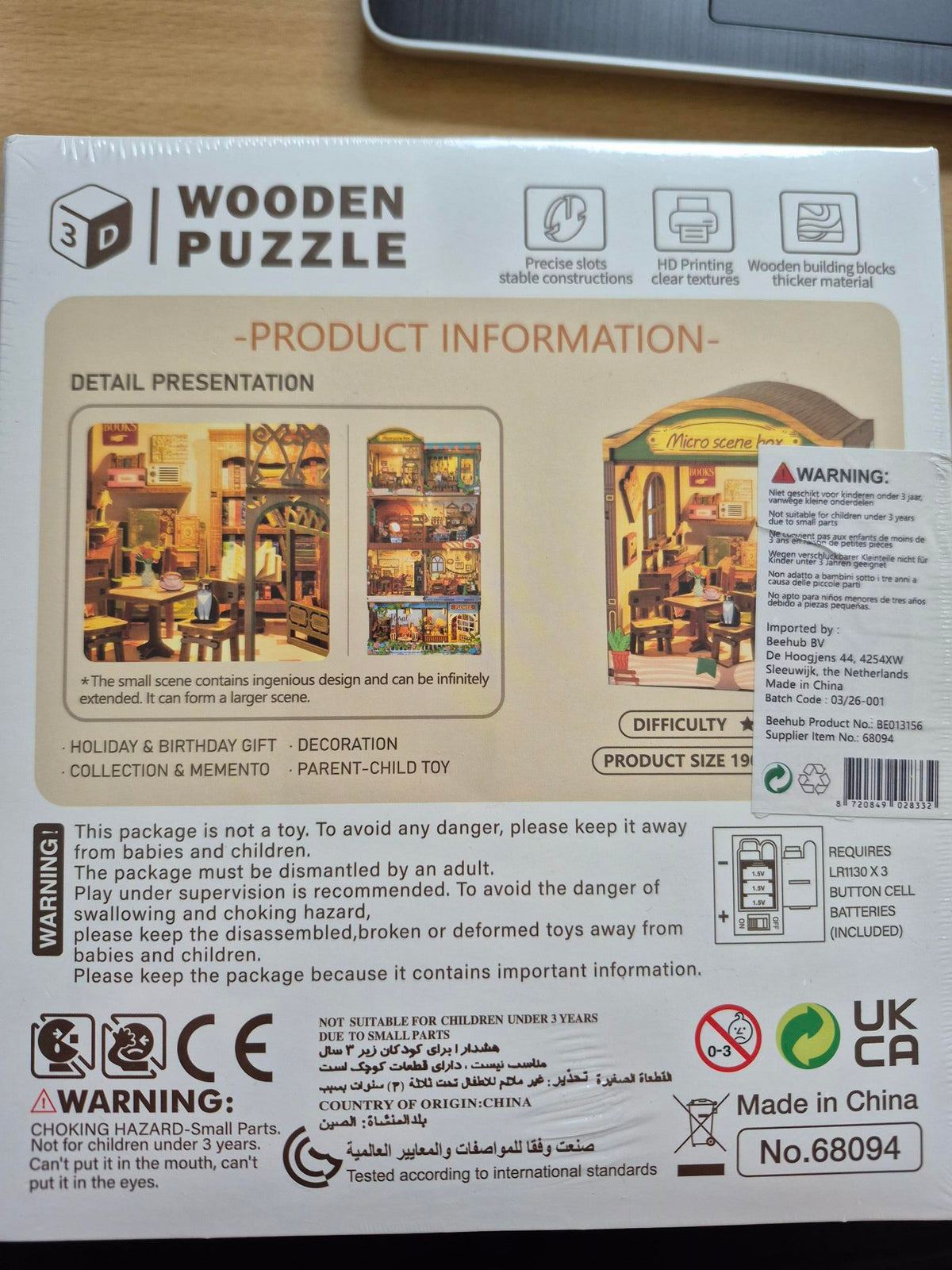 DIY Miniature Scene 3D Boekwinkel met LED- verlichting- MDF