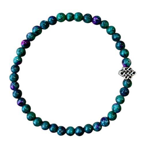 Dames armband Robijn in Zoïsiet 5 mm met oneindige geluksknoop