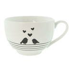 Kop en Schotel 220 ml Wit Zwart Porselein Harten Vogels Servies