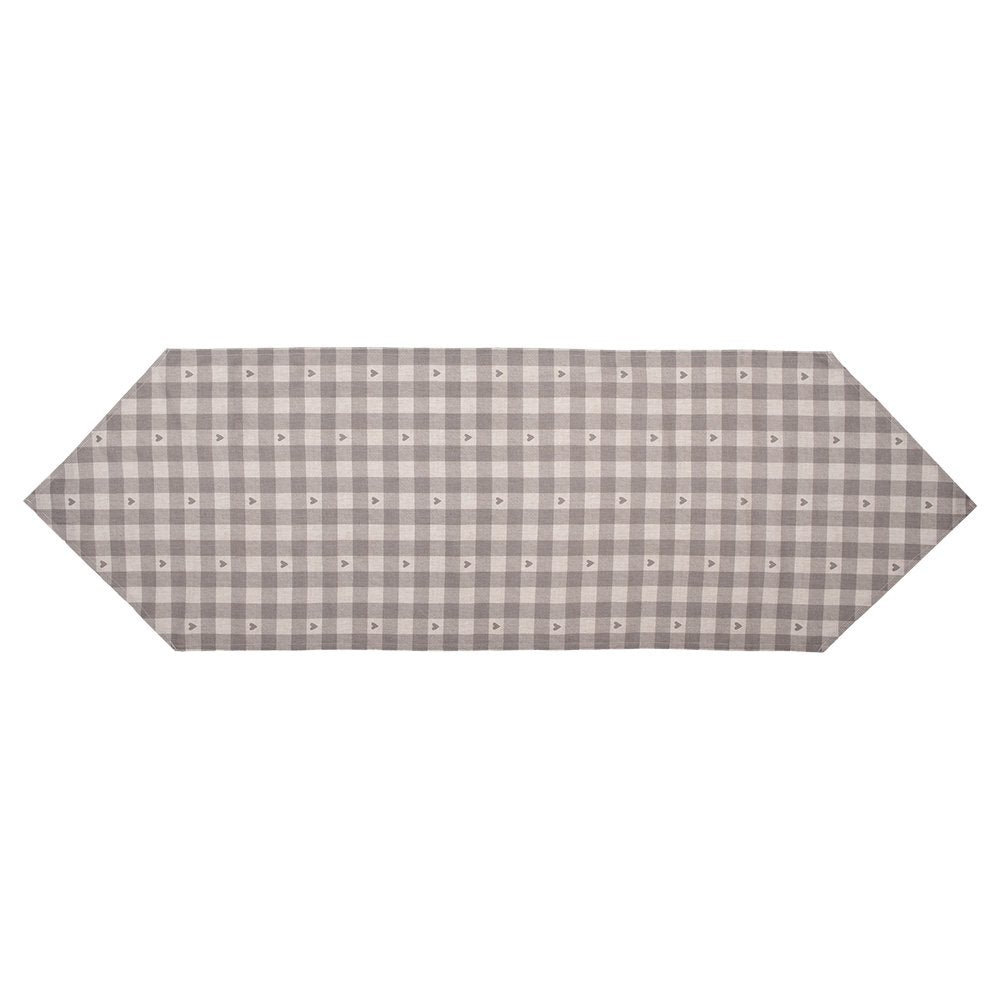 Tafelloper 50x160 cm Beige Grijs Katoen Hartjes