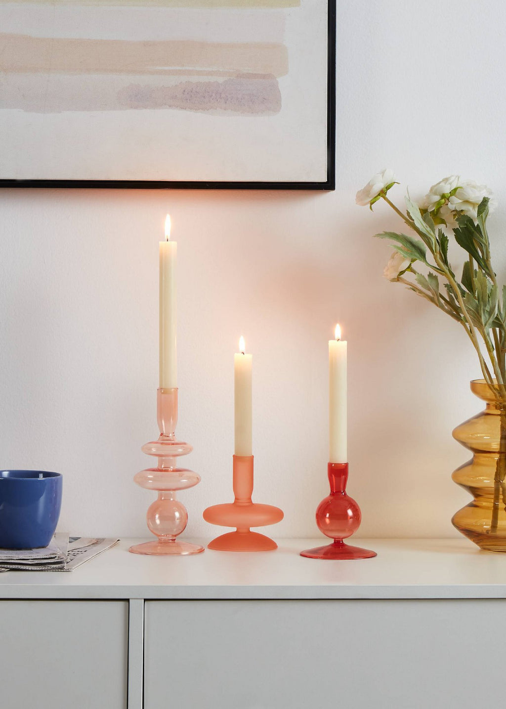Candlestick Molume Roze 9x19,5 cm