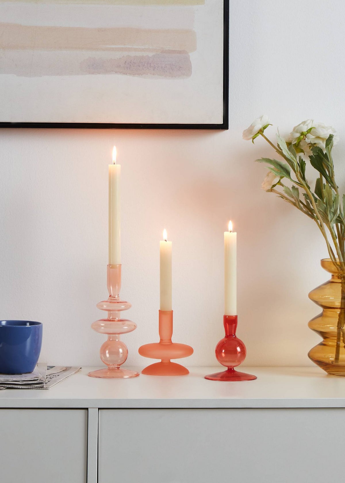 Candlestick Molume Roze 9x19,5 cm