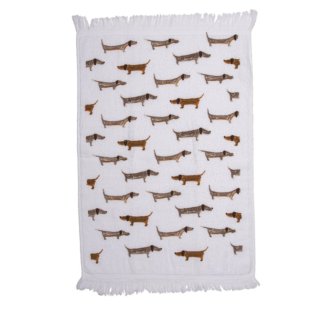 Gastendoekje 40x66 cm Wit Bruin Katoen Honden Toilet Handdoek