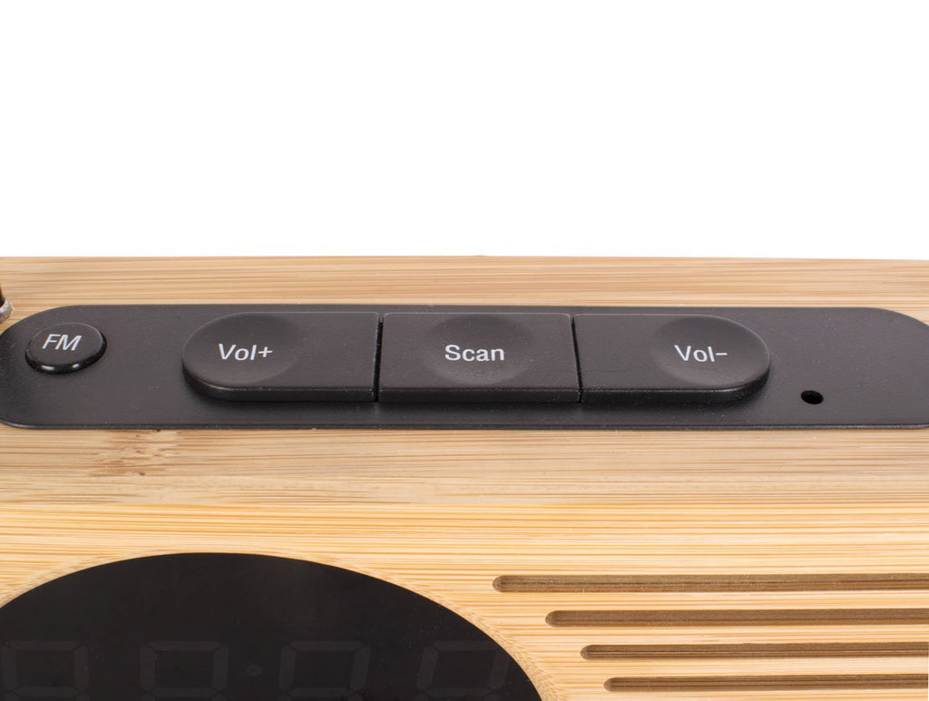Wekker retro radio bamboe