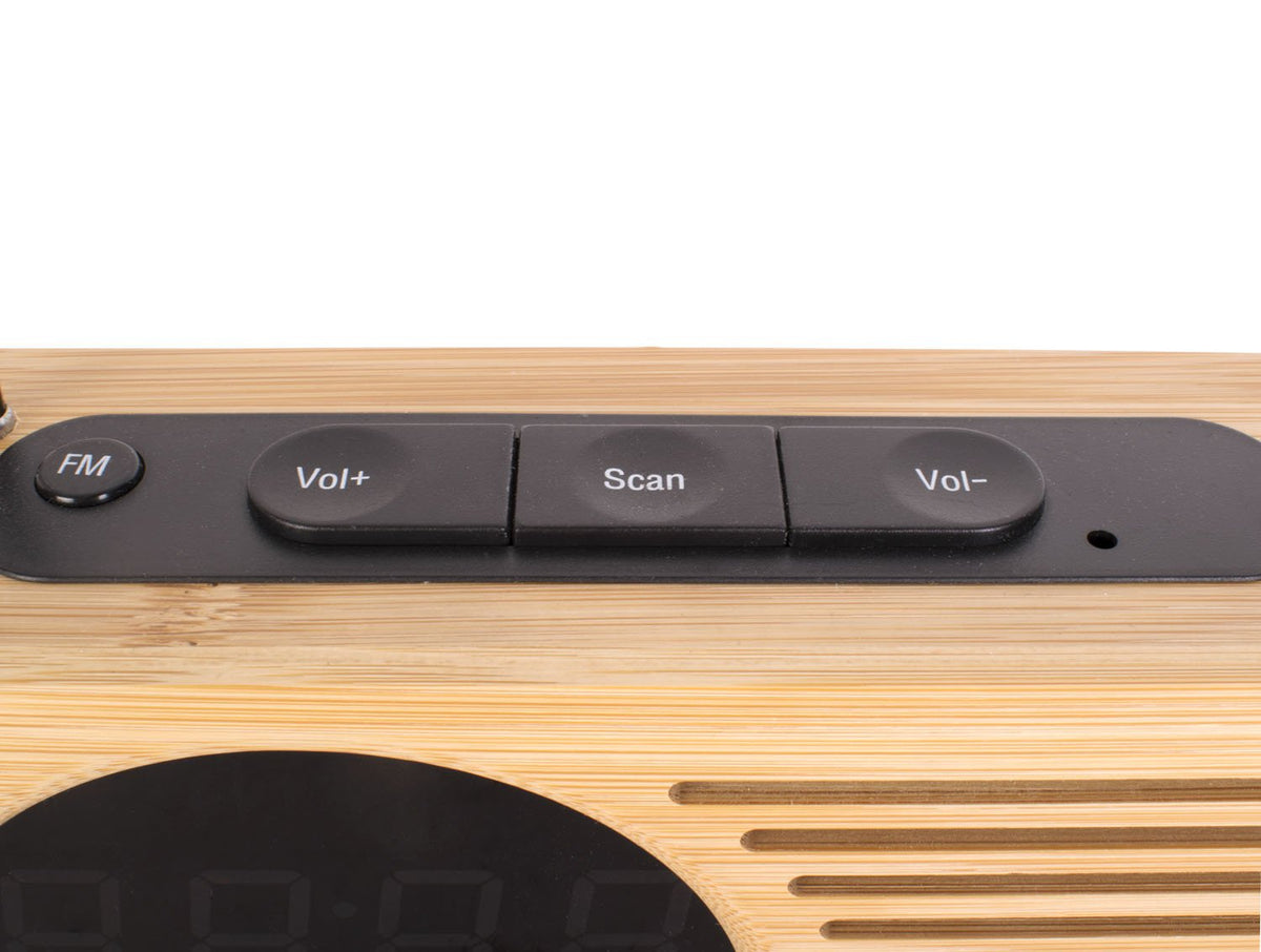 Wekker retro radio bamboe