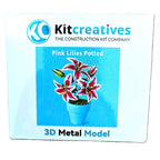 Bouwpakket 3D Model DIY Roze Lelies in Pot- gekleurd- metaal
