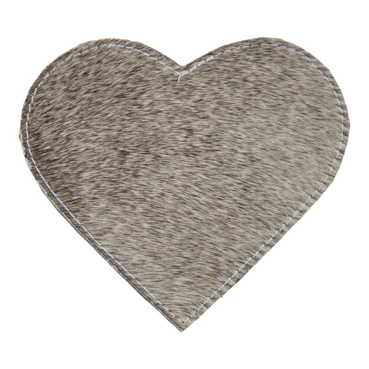 Onderzetter koehuid hart grijs 14cm