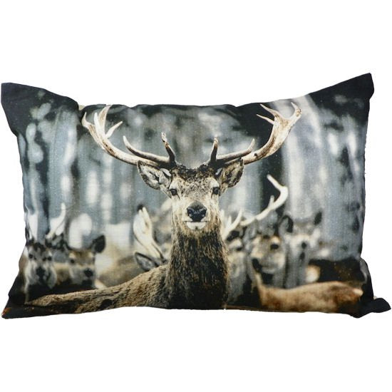 Canvas kussen winter hert 40x60cm