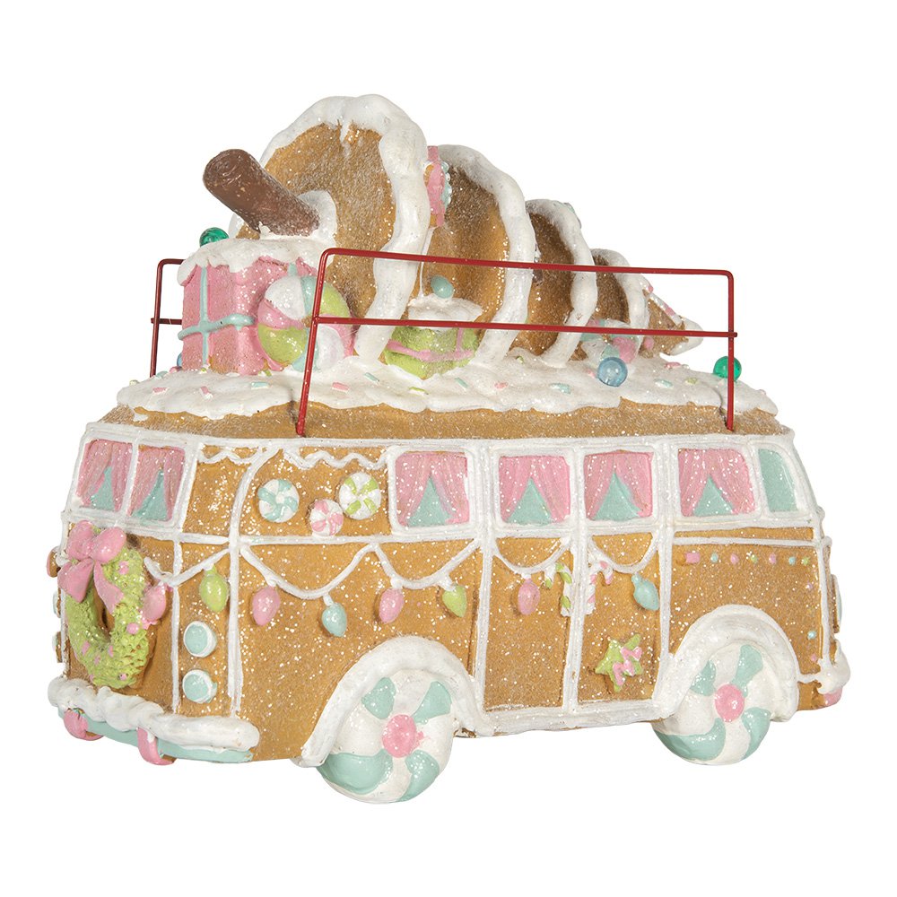 Gingerbread house met LED Bus LED 2xAAA Bruin Metaal