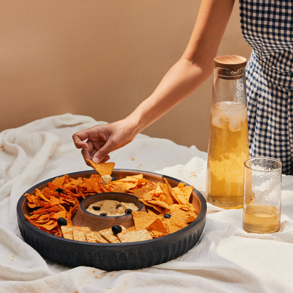 Mangohouten dienblad met afneembare kom - tweekleurig, twee maten