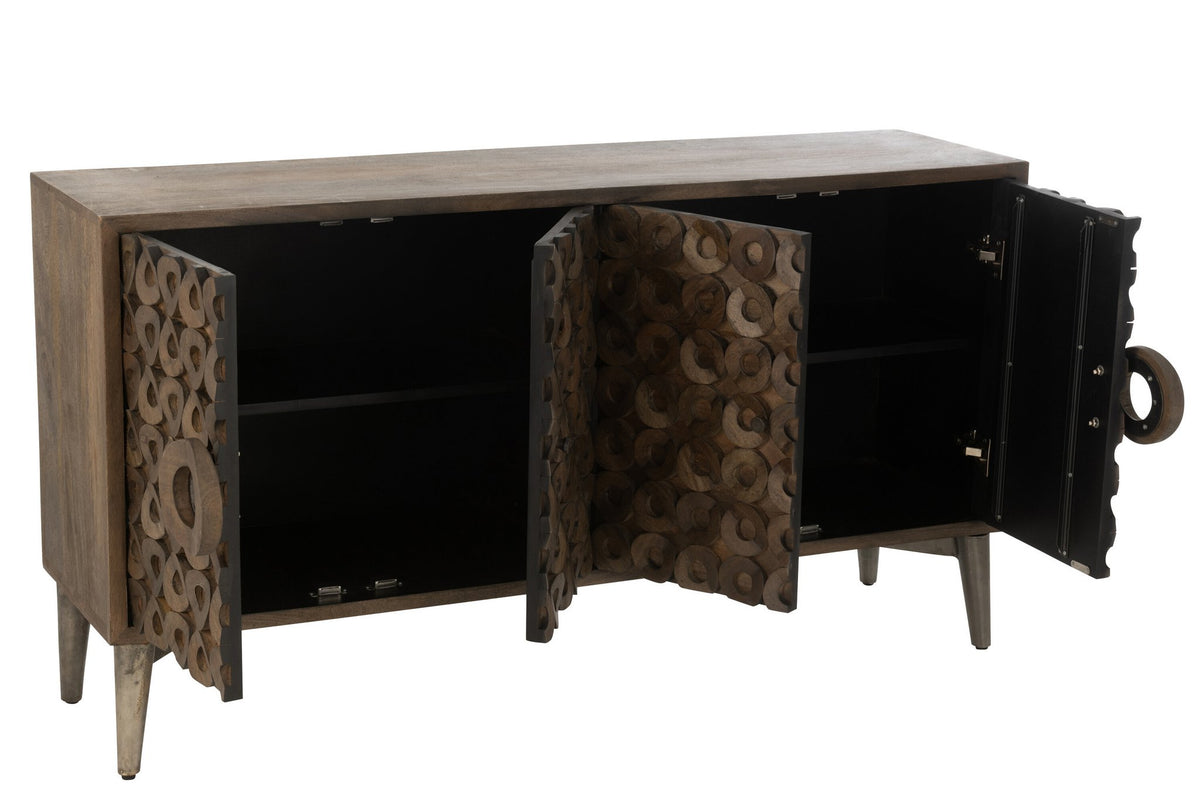 J-Line Buffet 4 Deuren Mangohout/Mdf Bruin