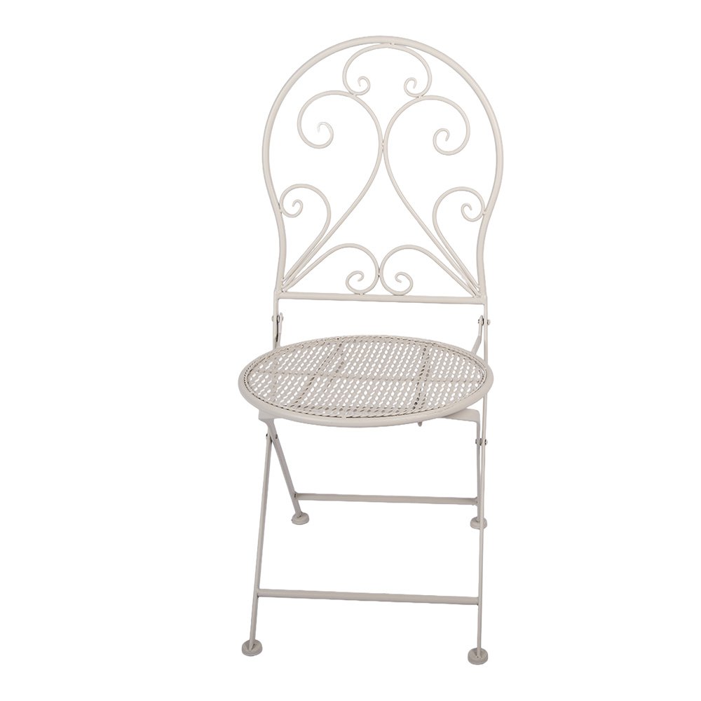 Bistroset Bistrotafel Bistrostoel 3-delig Ø 60x70 / 39x39x94 cm Wit Metaal