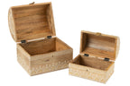 J-Line Set Van 2 Dozen Rechthoekig Kralen Mango Hout Naturel/Wit