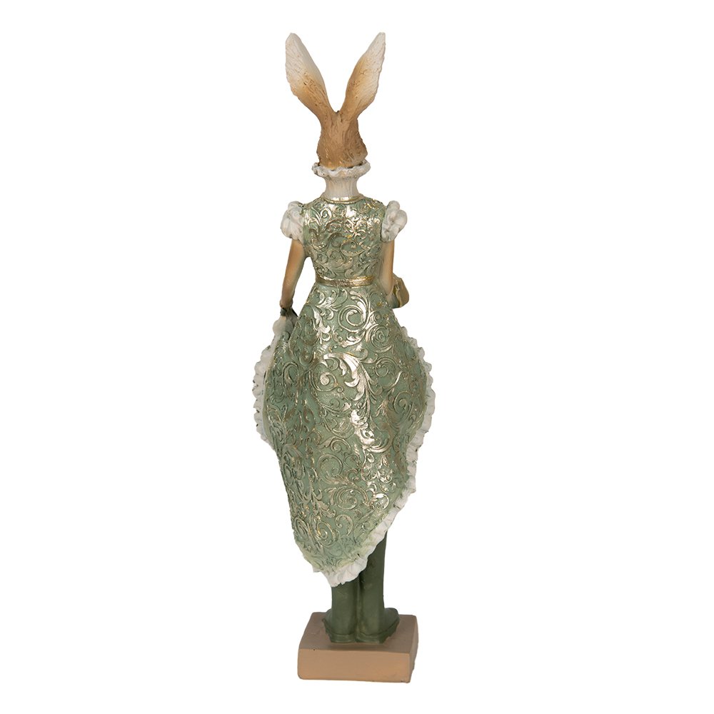 Beeld Konijn 11x8x33 cm Groen Polyresin