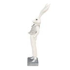Beeld Konijn 36 cm Wit Zilverkleurig Polyresin Paasdecoratie