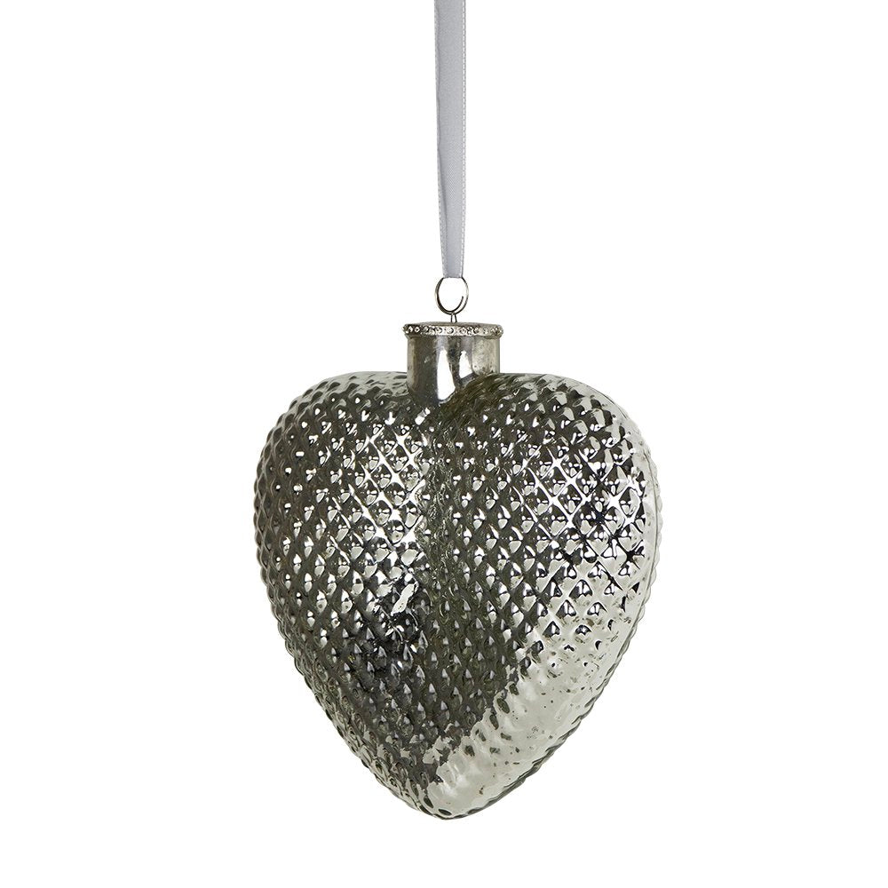 Decoratie hart zilver 17cm