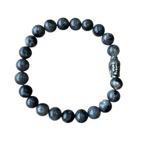 Heren armband 8 mm Labradoriet met Boeddha kraal