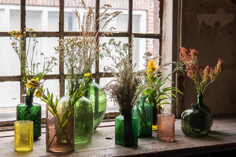 Theelichthouder Ø 10x15 cm Geel Glas Waxinelichthouder