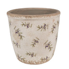 Bloempot Ø 14x13 cm beige blauw keramiek olijven bloempot binnen