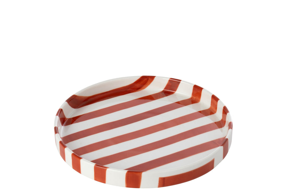 J-Line bord Gestreept - steengoed - cognac/wit - S