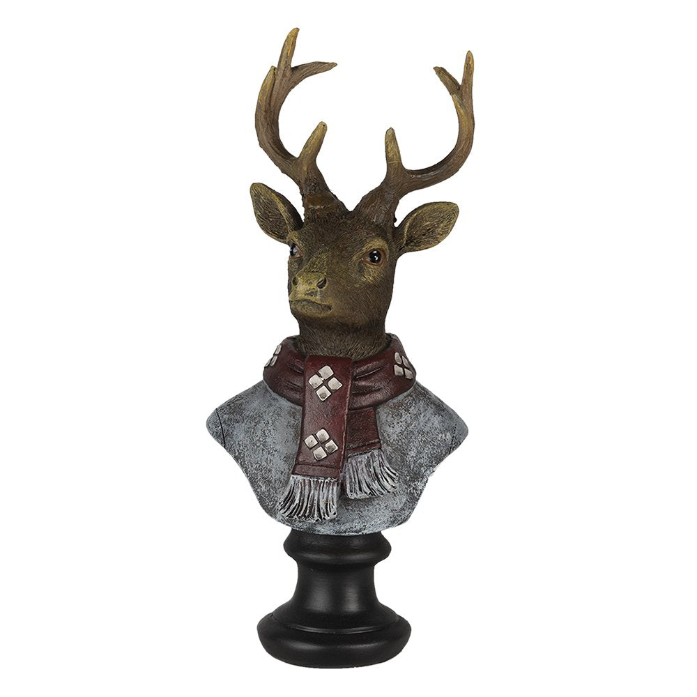 Beeld Hert 10x9x23 cm Bruin Polyresin