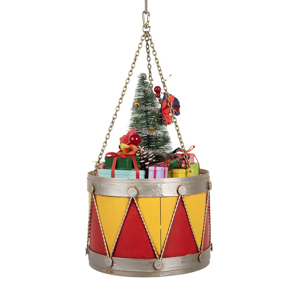 Decoratie Beeld Trommel Ø 21x34/43 cm Geel Rood Metaal