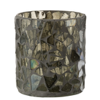J-Line kaarshouder Mozaiek - glas - grijs/groen - small